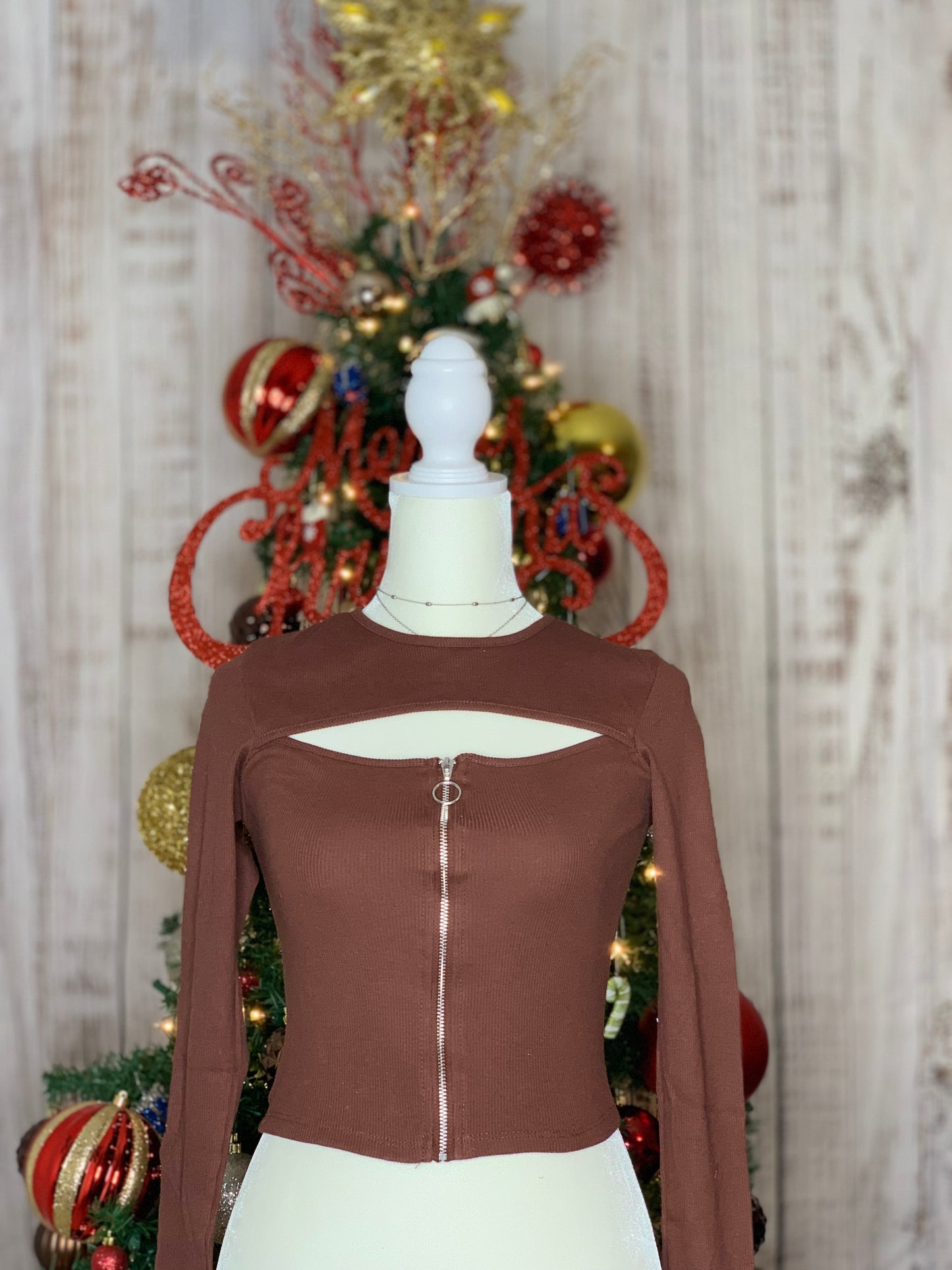 Lia Bust Cutout Long Sleeve (SEPIA/BROWN)